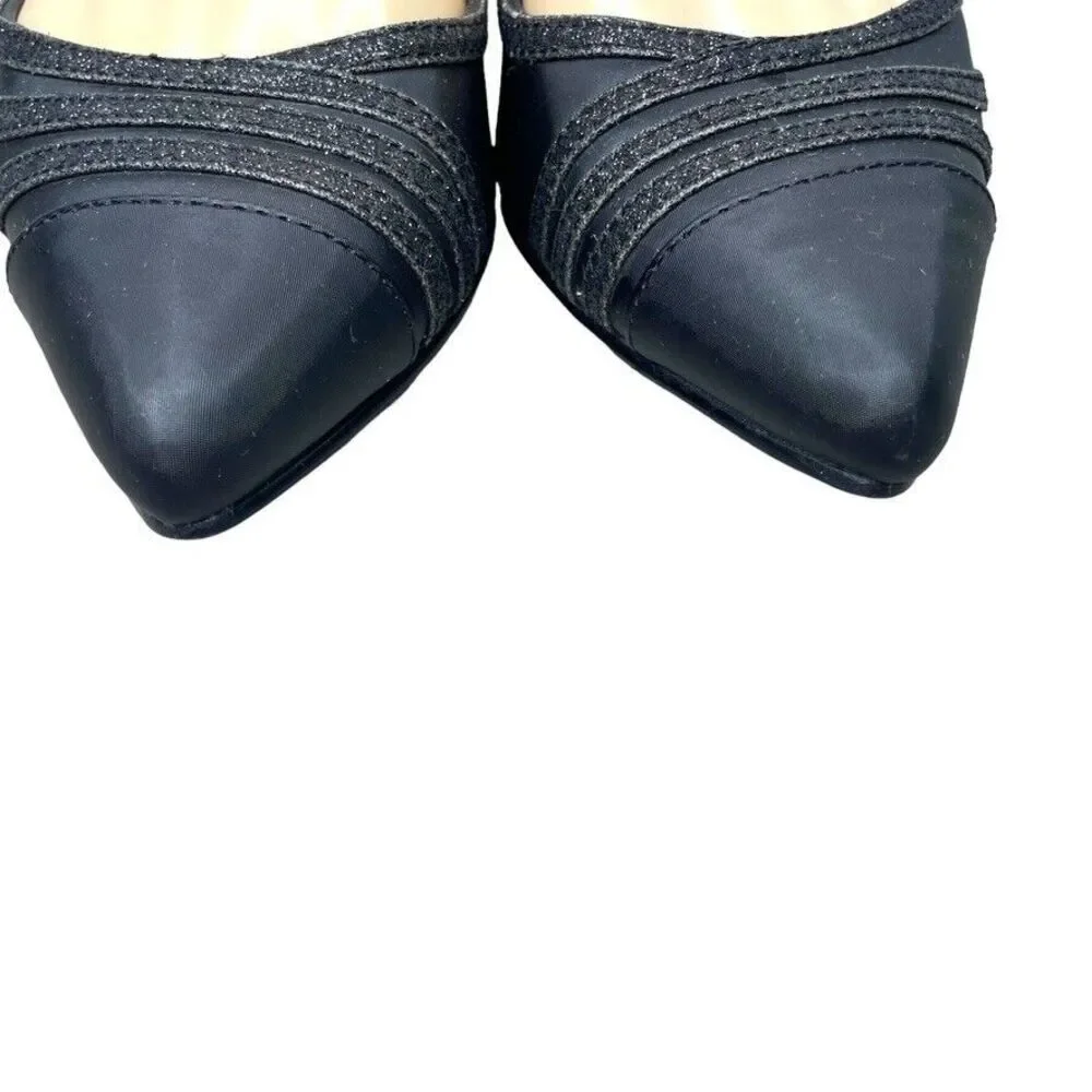 Easy Street Womens Alive@5‎ Black Black Glitter Dance Flex Heel Pump Size 7.5